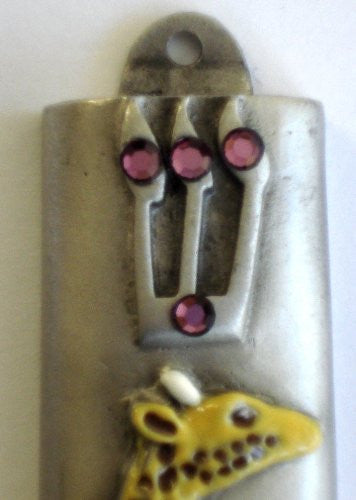 Noah's Ark Pewter Mezuzah Made with Swarovski Crystals - Handpainted Colorful Mezuzah