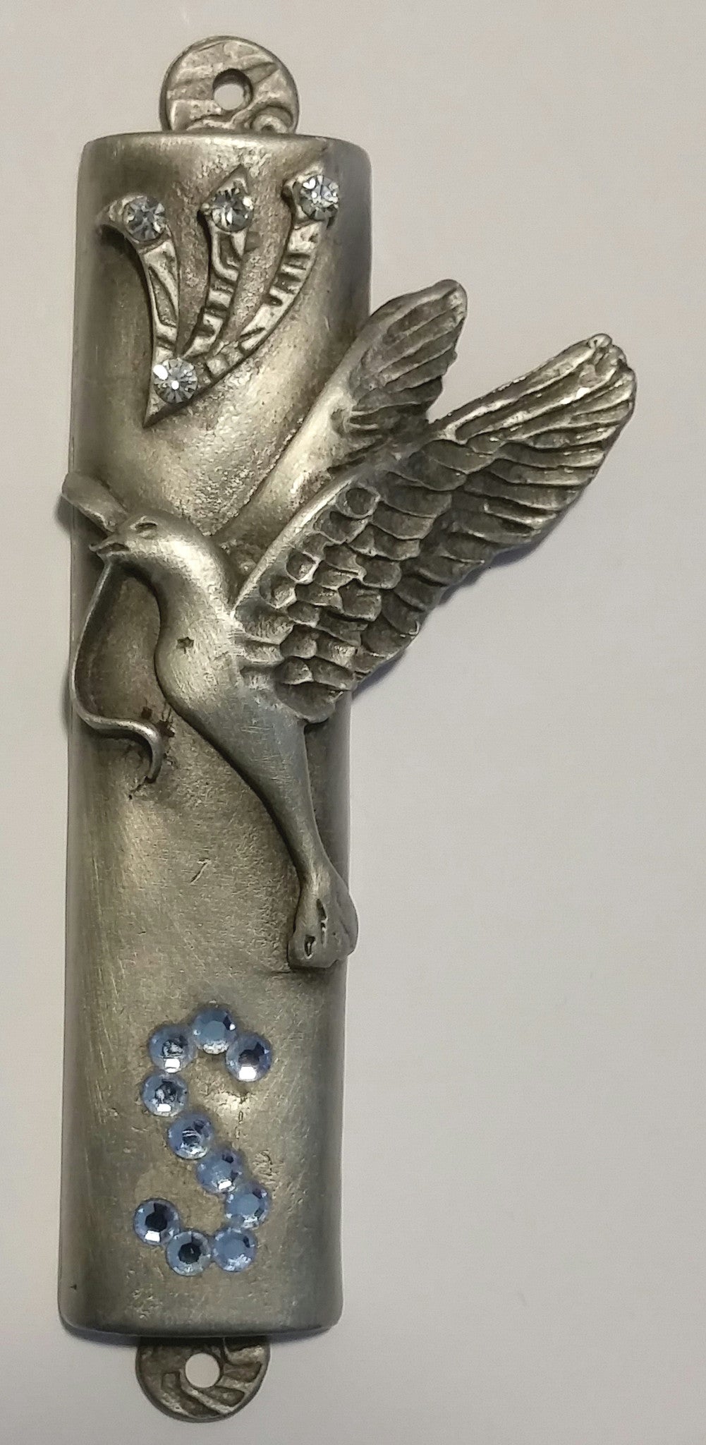 Personalized Pewter Mezuzah Handcrafted With Swarovski Crystals