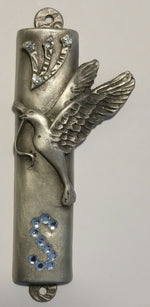 Load image into Gallery viewer, Personalized Pewter Mezuzah Handcrafted With Swarovski Crystals
