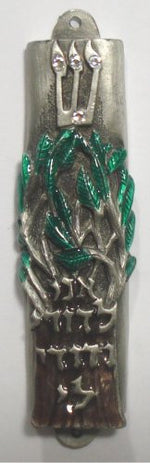 Load image into Gallery viewer, Jewish Wedding Mezuzah with Tree of Life and Decorated with Swarovski Crystals - Comes With Kosher Scroll

