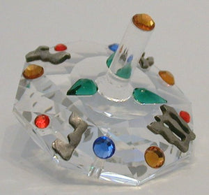 Multi-color Crystal Dreidel Made with Swarovski Crystal - Hanukkah Gift