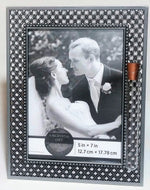 Load image into Gallery viewer, Jewish Wedding Picture Frame - Jewish Engagement Gift - Chuppah - 5x7 Picture - Jeweled Wedding Frame
