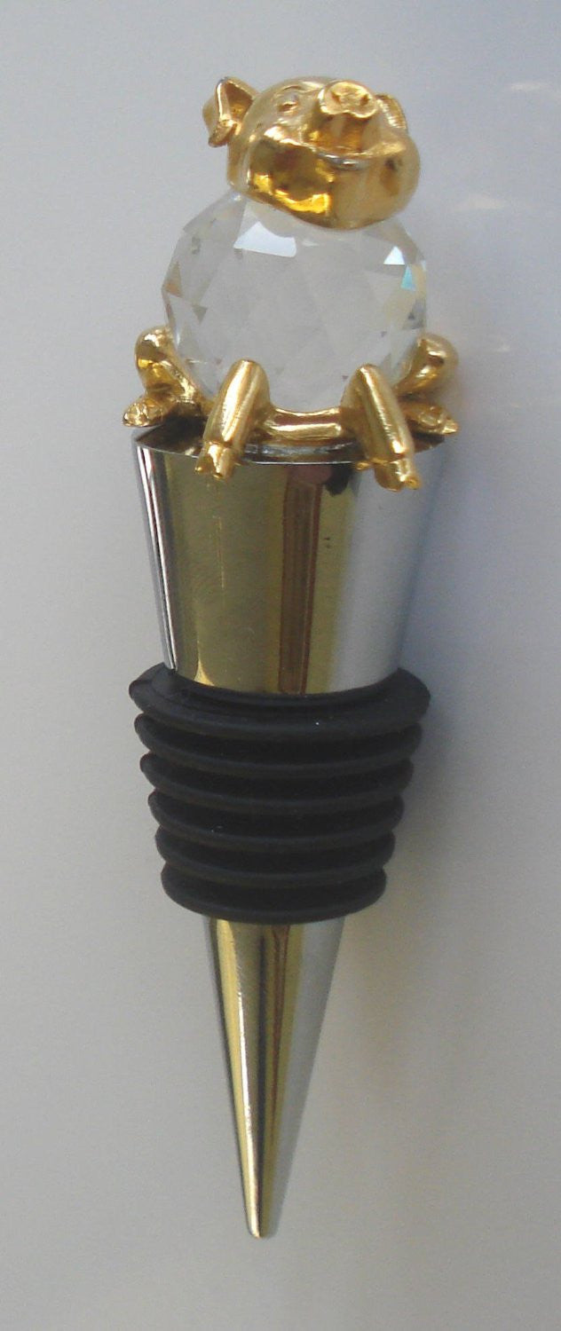 Pig Wine Stopper By Bjcrystalgifts Made with Swarovski Crystal - Piglet Bottle Stopper
