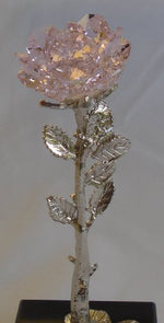 Load image into Gallery viewer, Crystal Pink Rose with Pink Ribbon - Inspirational Gift - Breast Cancer - Marble Base
