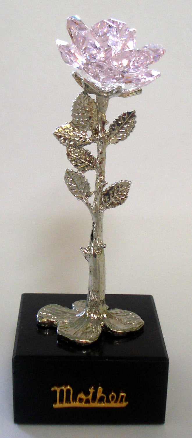 Pink Crystal Rose for Mother - Mother's Day Gift - By Bjcrystalgifts Using Swarovski Crystal