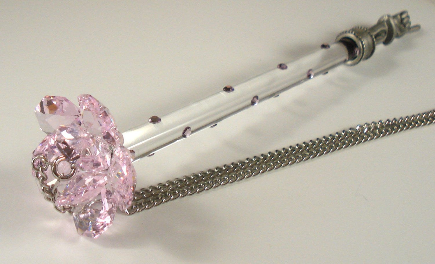 Torah Pointer - Yad - Handcrafted By Bjcrystalgifts - Pink Rose- Made Using Swarovski Crystal - Bar Mitzvah - Bat Mitzvah Gift