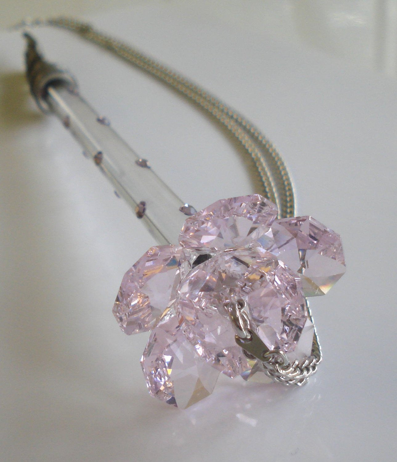 Torah Pointer - Yad - Handcrafted By Bjcrystalgifts - Pink Rose- Made Using Swarovski Crystal - Bar Mitzvah - Bat Mitzvah Gift