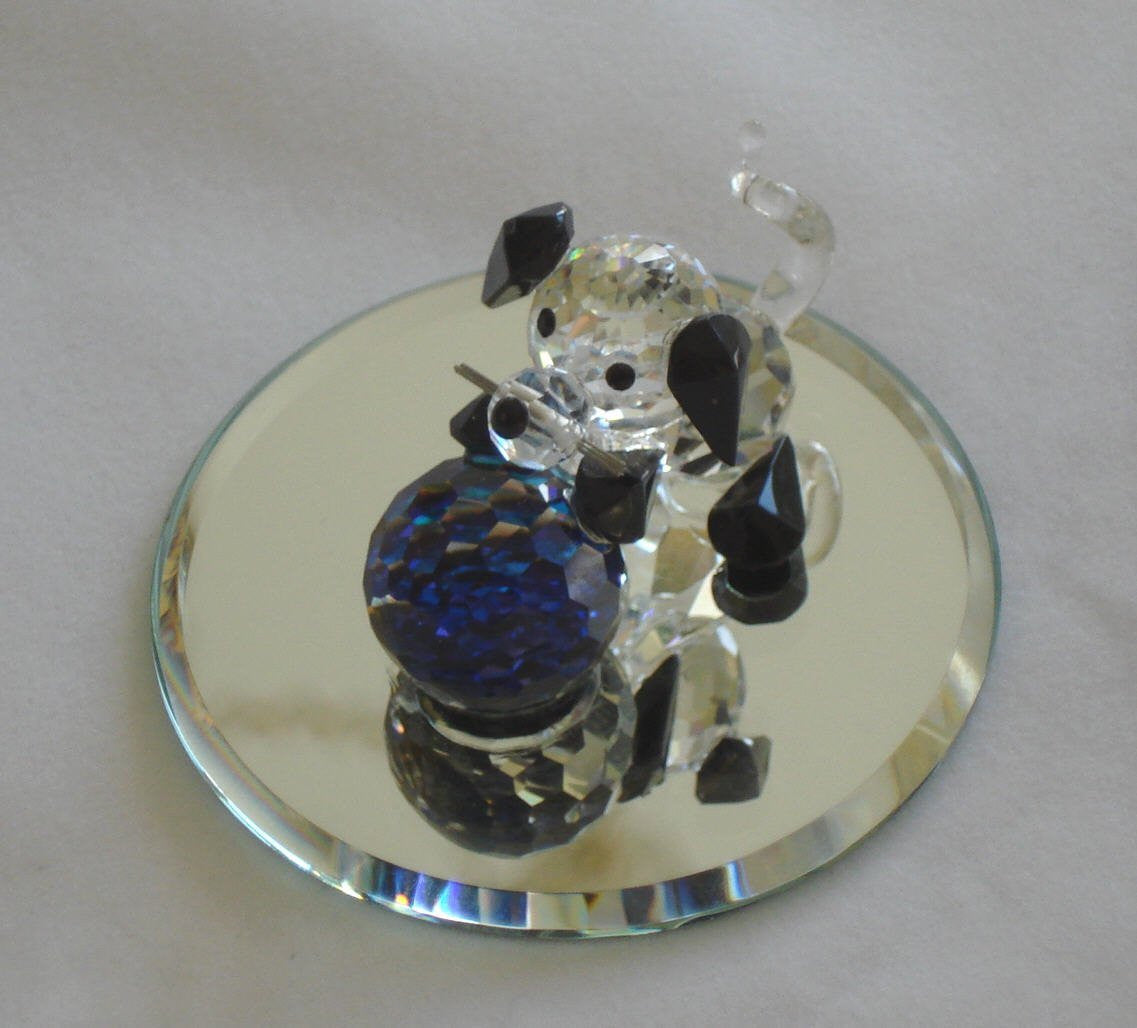 Adorable Crystal Puppy with Ball Handcrafted Using Swarovski Crystal