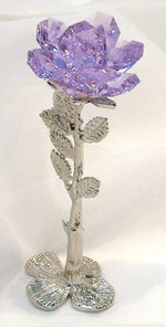 Load image into Gallery viewer, Standing Purple Rose Handcrafted By the Artisans At Bjcrystalgifts Using Swarovski Crystal
