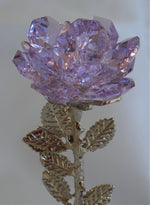 Load image into Gallery viewer, Rose Made with Swarovski Crystal Purple Rose on Marble Base - Handcrafted By Bjcrystalgifts
