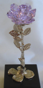 Load image into Gallery viewer, Rose Made with Swarovski Crystal Purple Rose on Marble Base - Handcrafted By Bjcrystalgifts
