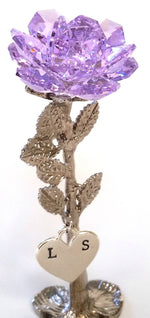Load image into Gallery viewer, Crystal Purple Rose Handcrafted By the Artisans At Bjcrystalgifts Using Swarovski Crystal with Personalized Initials
