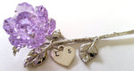 Load image into Gallery viewer, Purple Rose - Purple Crystal Rose Handcrafted By the Artisans At Bjcrystalgifts Using Swarovski Crystal Personalized with Hand Stamped Initials
