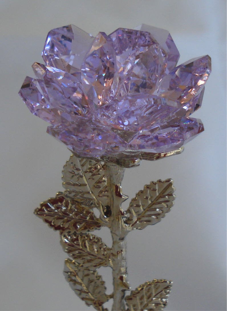Crystal Rose Purple Made with Swarovski Crystal on Marble Base with Initials - Personalized Gift