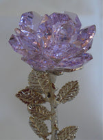 Load image into Gallery viewer, Crystal Rose Purple Made with Swarovski Crystal on Marble Base with Initials - Personalized Gift
