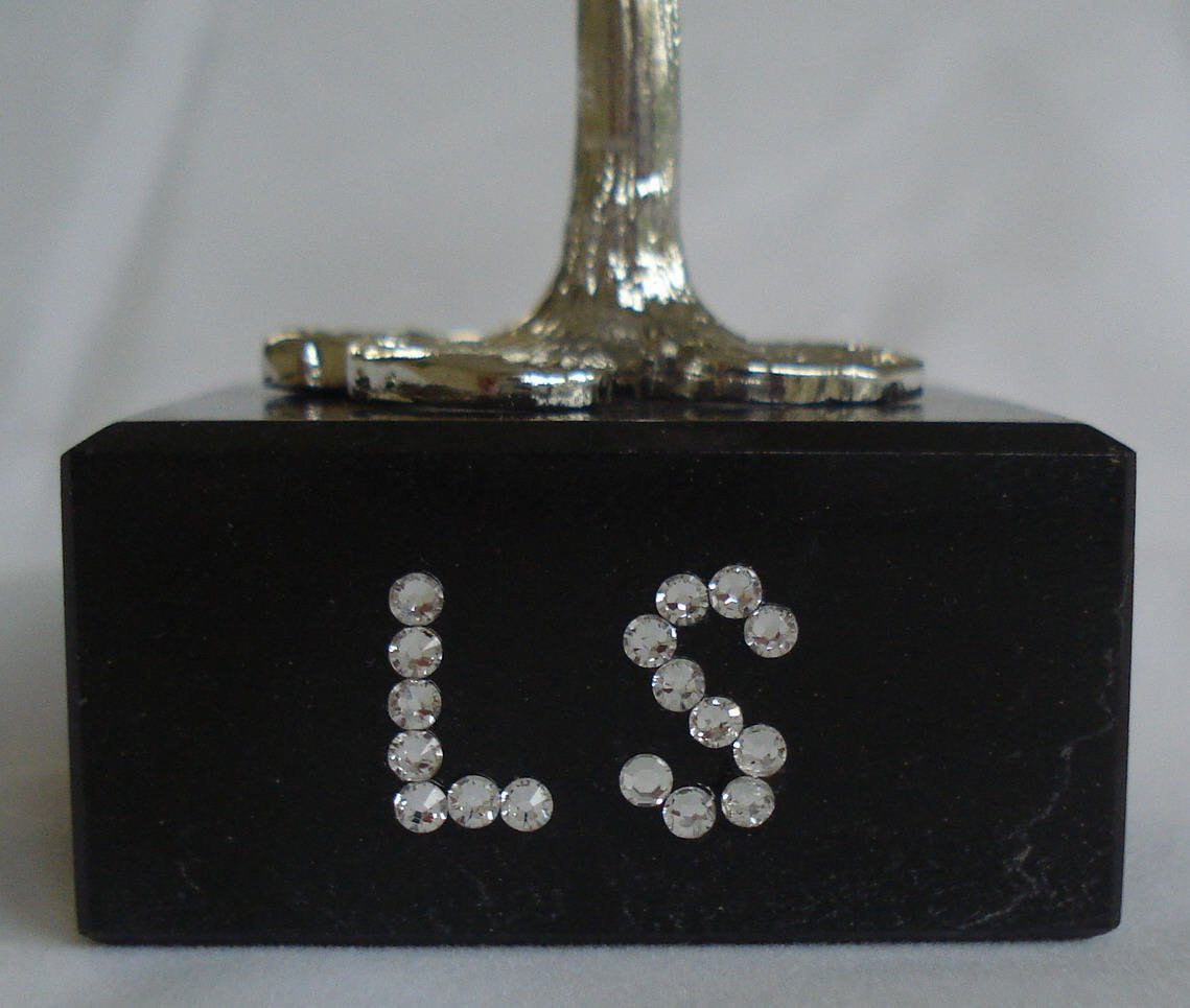 Crystal Rose Purple Made with Swarovski Crystal on Marble Base with Initials - Personalized Gift