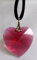 Load image into Gallery viewer, Crystal Red Heart Necklace on Black Cord Handcrafted With Swarovski Crystal
