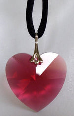 Load image into Gallery viewer, Crystal Red Heart Necklace on Black Cord Handcrafted With Swarovski Crystal

