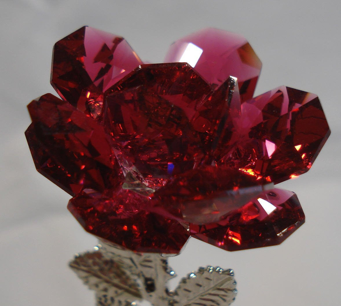 Crystal Rose Red Made with Swarovski Crystals on Marble Base