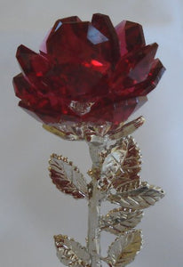 Personalized Red Rose on Marble Base Made with Swarovski Crystal - Personalized Gift