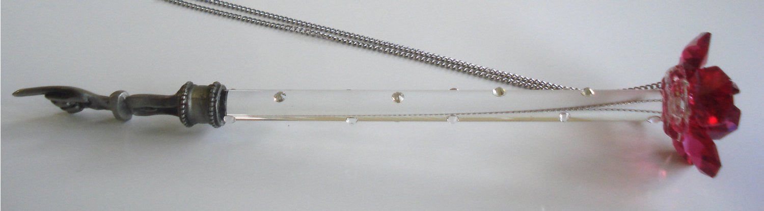 Torah Pointer - Yad - Bar Mitzvah - Handcrafted By the Bjcrystalgifts Uising Swarovski Crystal - Red Rose - Bat Mitzvah