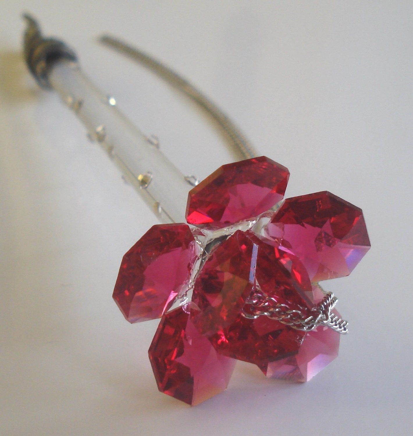 Torah Pointer - Yad - Bar Mitzvah - Handcrafted By the Bjcrystalgifts Uising Swarovski Crystal - Red Rose - Bat Mitzvah