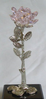 Load image into Gallery viewer, Personalized Pink Crystal Rose Made with Swarovski Crystal on Marble Base
