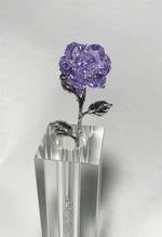 Load image into Gallery viewer, Long Stem Purple Crystal Rose In Crystal Vase - Purple Crystal Flower In Crystal Flower
