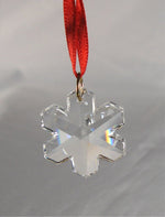 Load image into Gallery viewer, Crystal Snowflake Christmas Ornament with Year and Red Ribbon - Personalized Christmas Ornament
