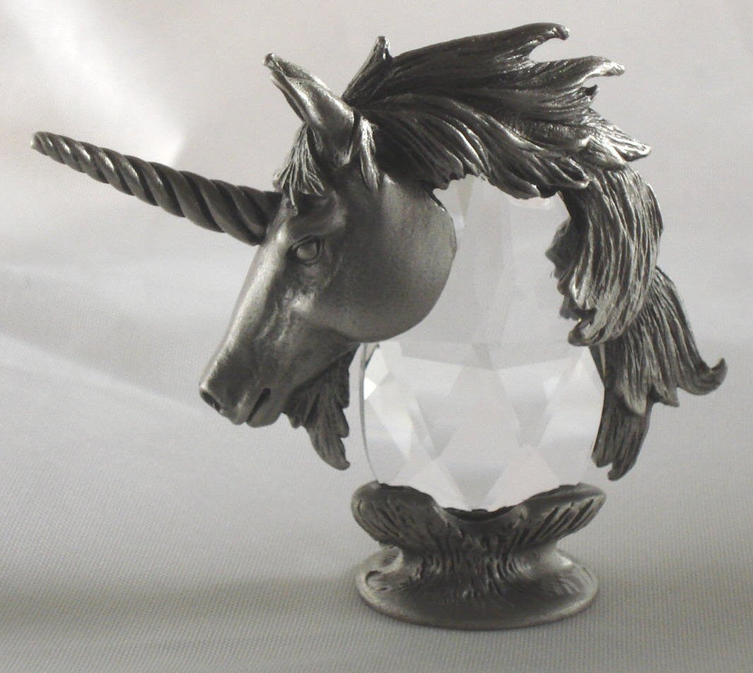Pewter and Crystal Unicorn Miniature Handcrafted By Bjcrystalgifts Using Swarovski Crystal - Unicorn Figurine