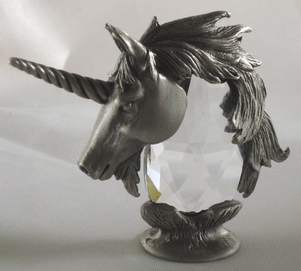 Pewter and Crystal Unicorn Miniature Handcrafted By Bjcrystalgifts Using Swarovski Crystal - Unicorn Figurine