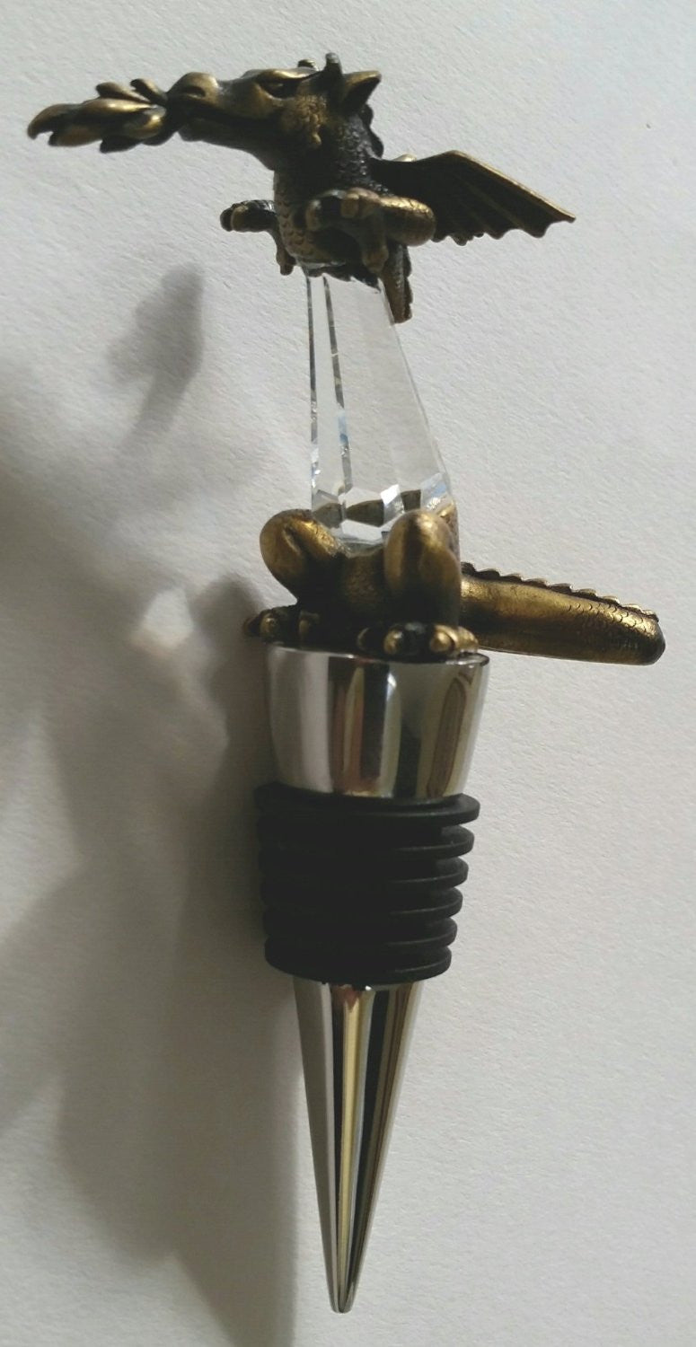 Dragon Wine Stopper - Crystal Wine Stopper Handcrafted Using Swarovski Crystal