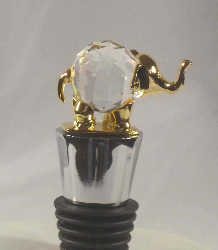 Crystal Wine Stopper By Bjcrystalgifts - Elephant - Made Using Swarovski Crystal