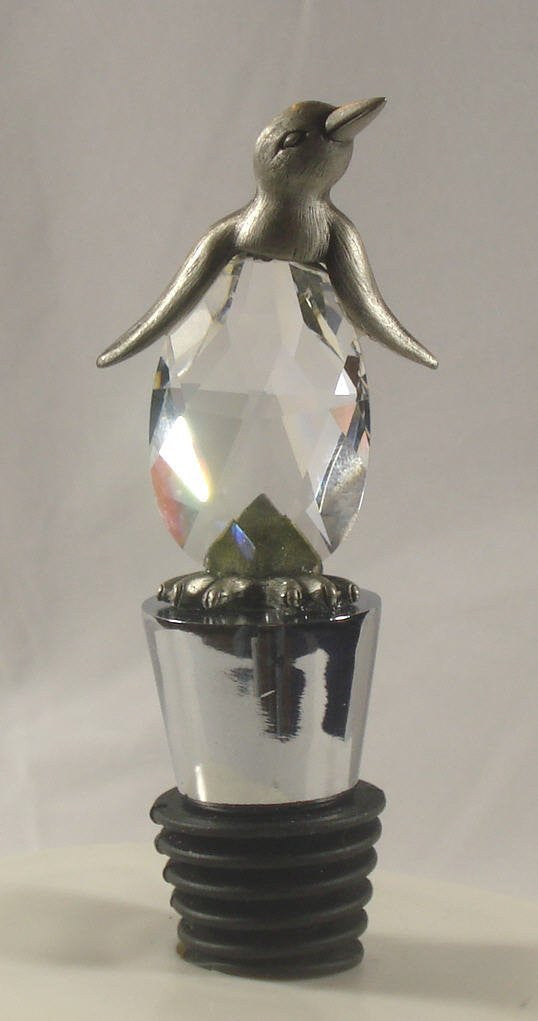 Penguin Wine Stopper By Bjcrystalgifts Made Using Pewter and Swarovski Crystal