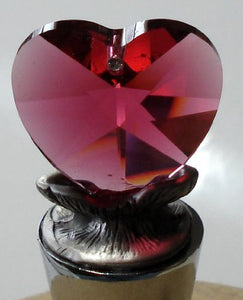 Stainless Steel Wine Stopper Red Heart Made with Swarovski Crystal - Crystal Heart Wine Stopper