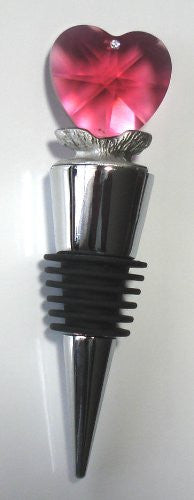Stainless Steel Wine Stopper Red Heart Made with Swarovski Crystal - Crystal Heart Wine Stopper